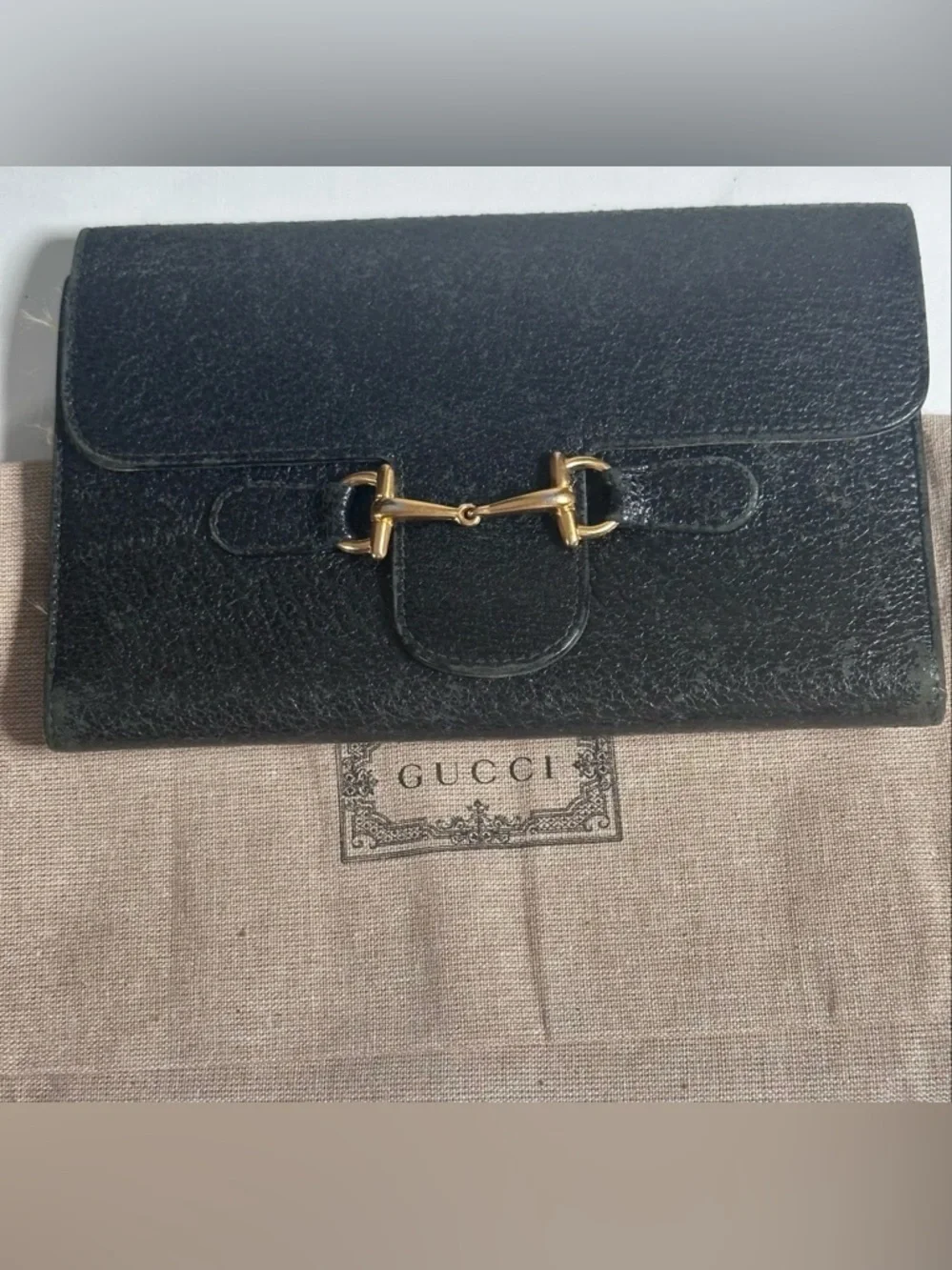 Auth Gucci Horsebit Black Leather, Wallet